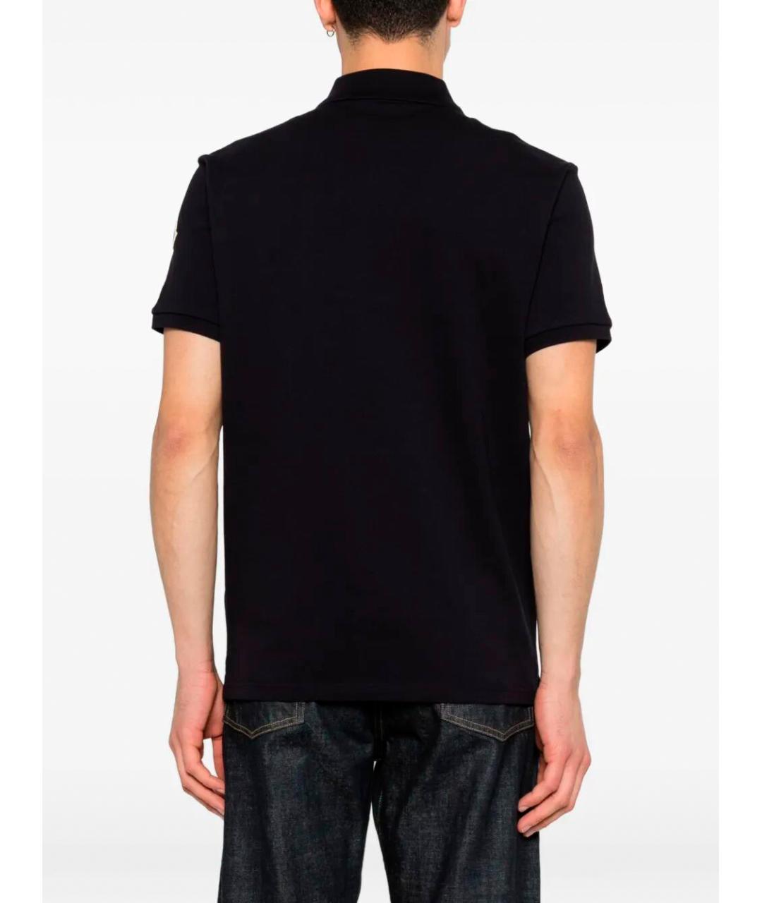 MONCLER Синее хлопковое поло с коротким рукавом, фото 3