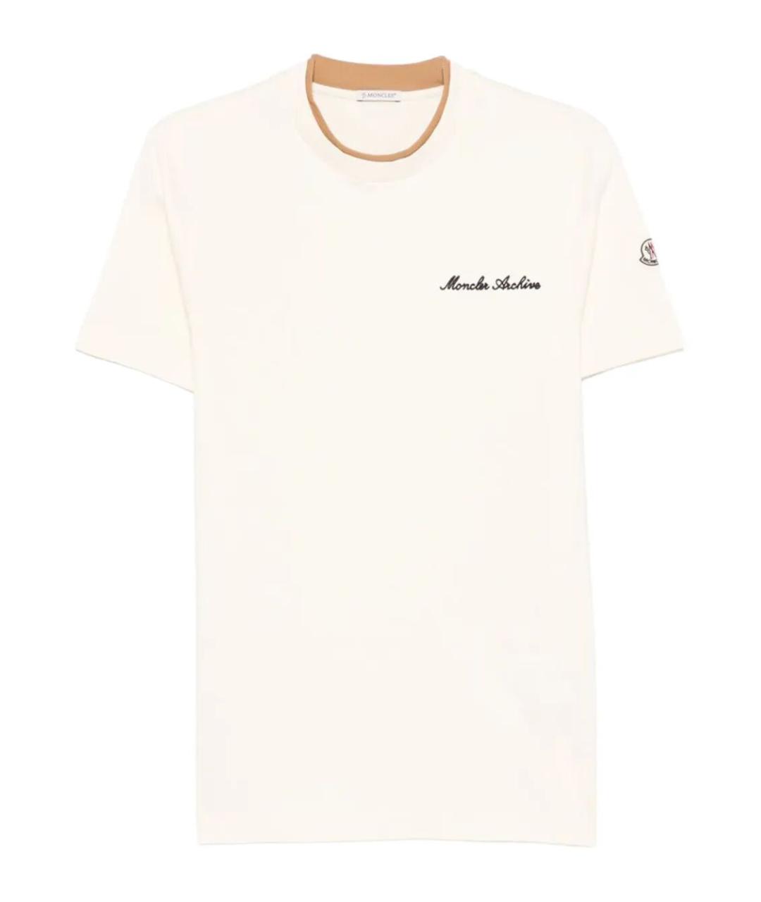 MONCLER Бежевая хлопковая футболка, фото 1