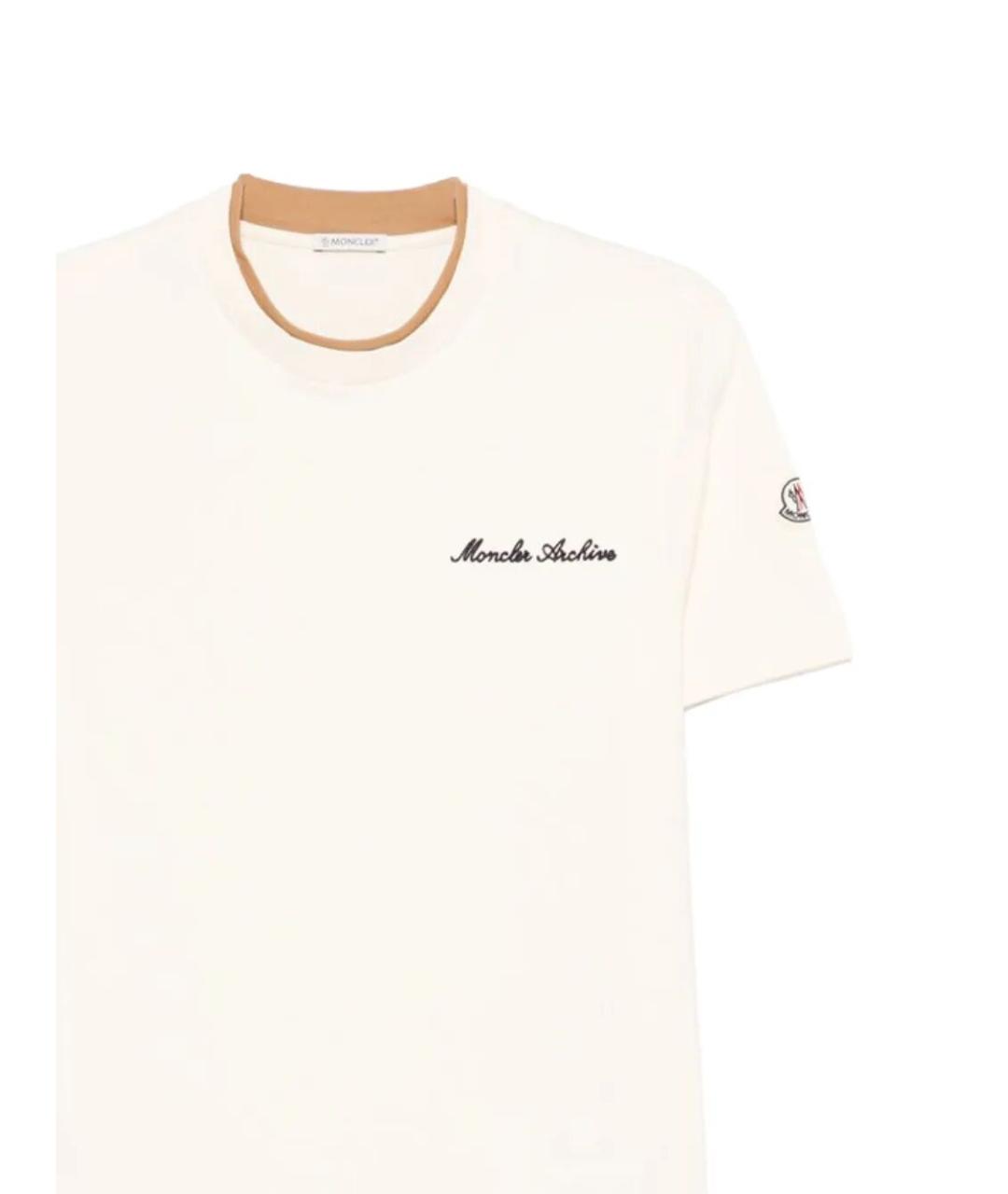 MONCLER Бежевая хлопковая футболка, фото 2