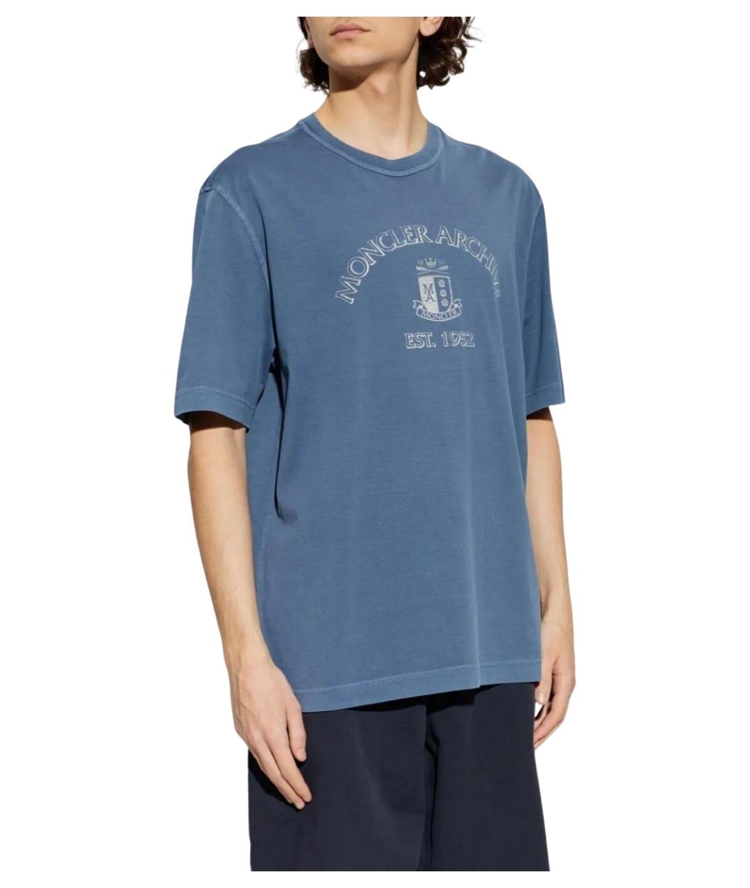 MONCLER Синяя хлопковая футболка, фото 5
