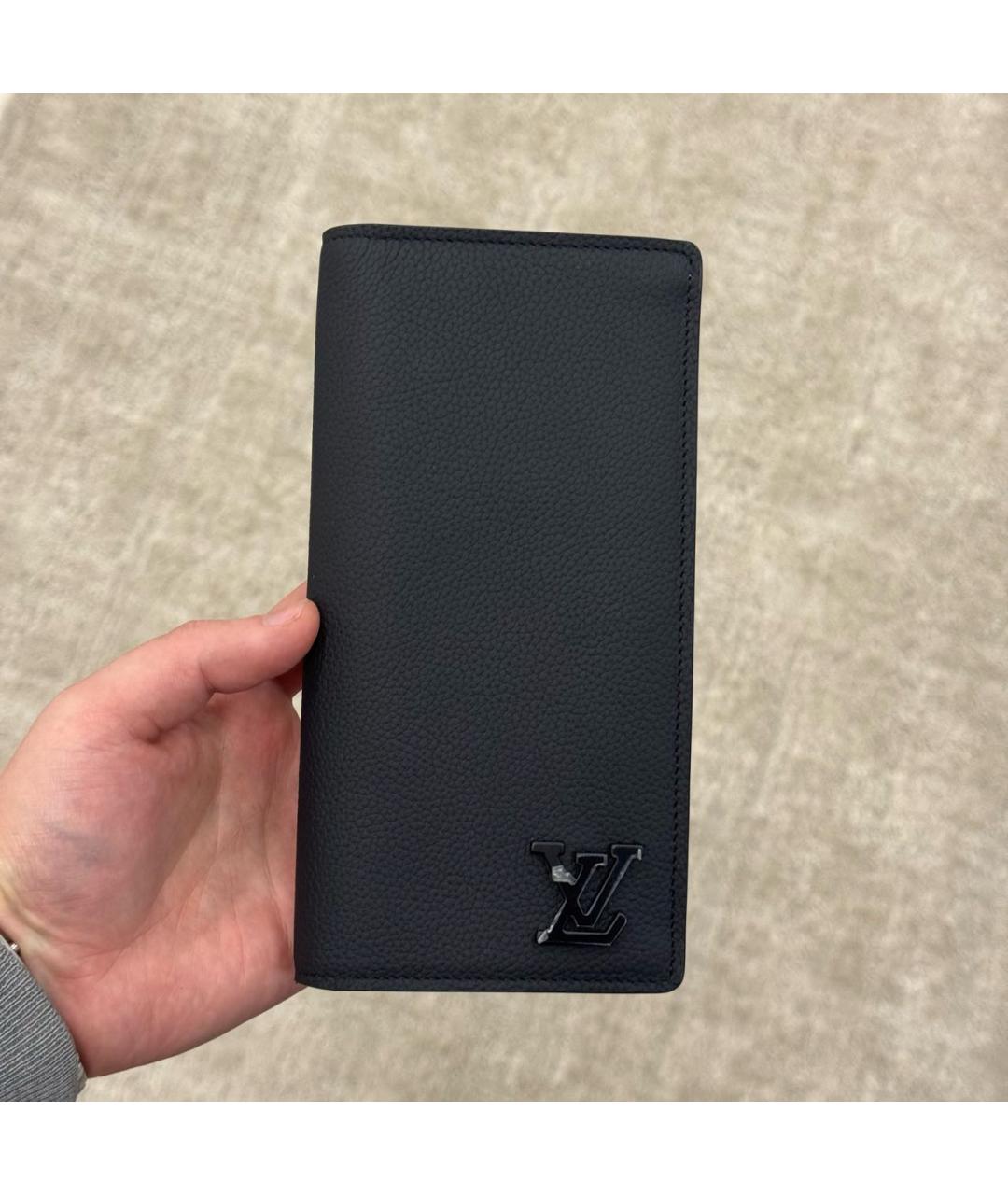 LOUIS VUITTON Черный кожаный кошелек, фото 8