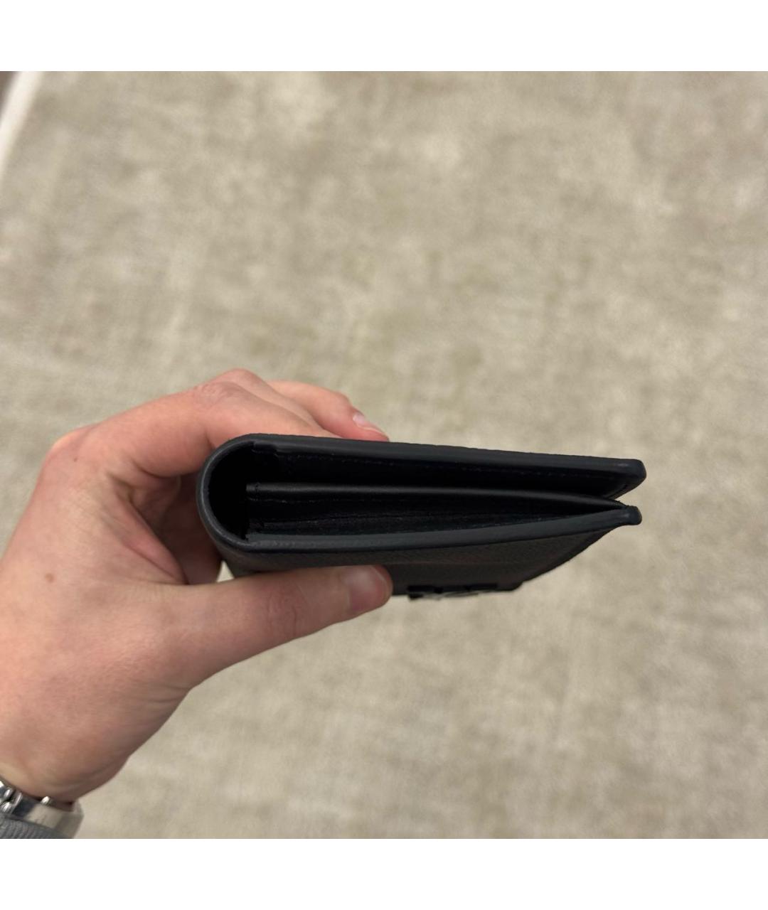 LOUIS VUITTON Черный кожаный кошелек, фото 7