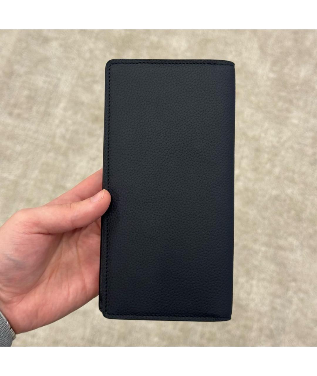 LOUIS VUITTON Черный кожаный кошелек, фото 3