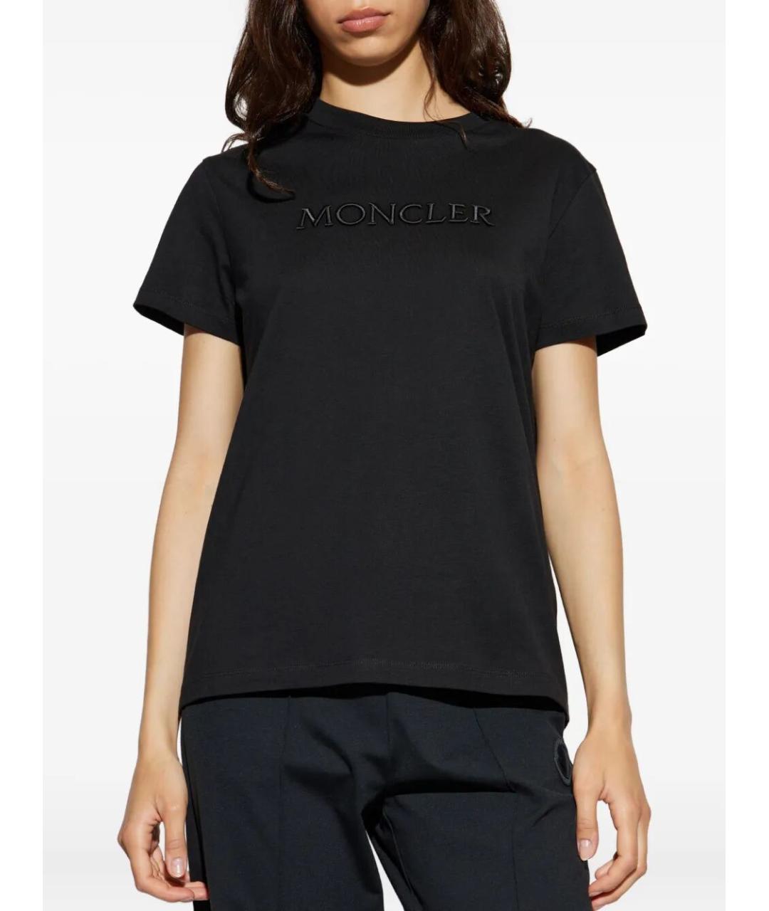 MONCLER Черная хлопковая футболка, фото 3