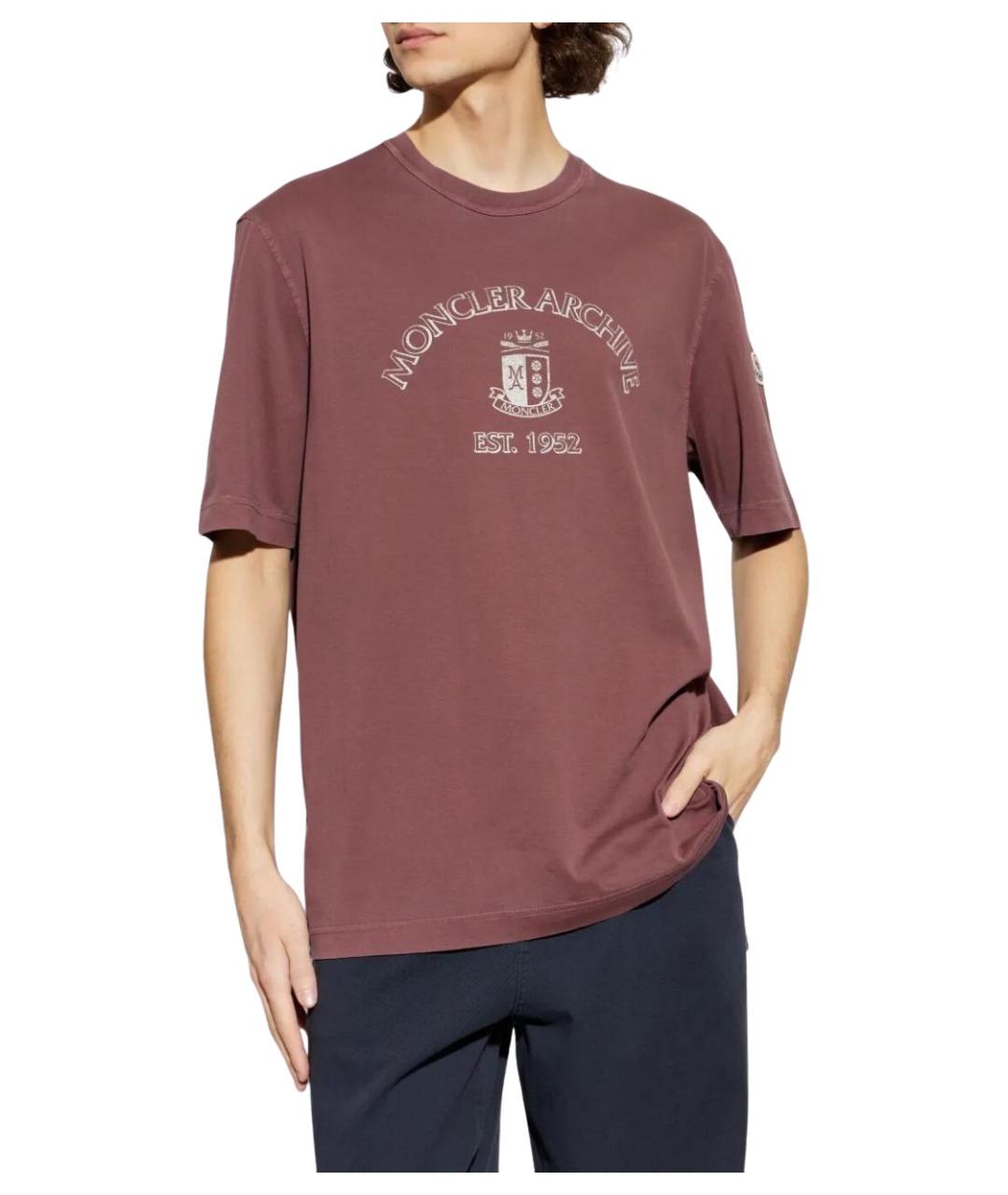 MONCLER Красная хлопковая футболка, фото 5