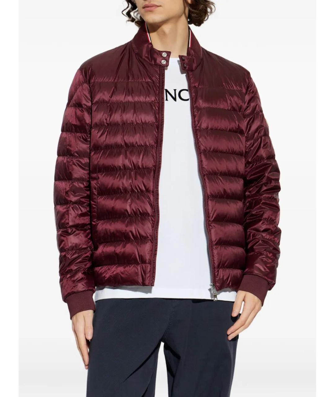 MONCLER Бордовая полиамидовая куртка, фото 4