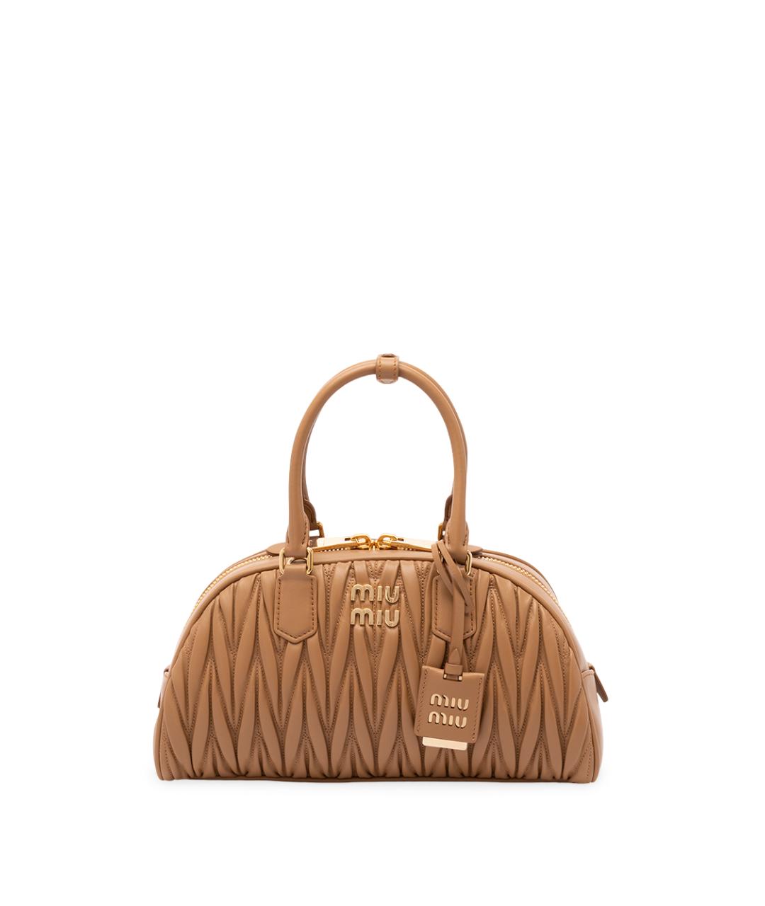MIU MIU Коричневая кожаная сумка тоут, фото 1