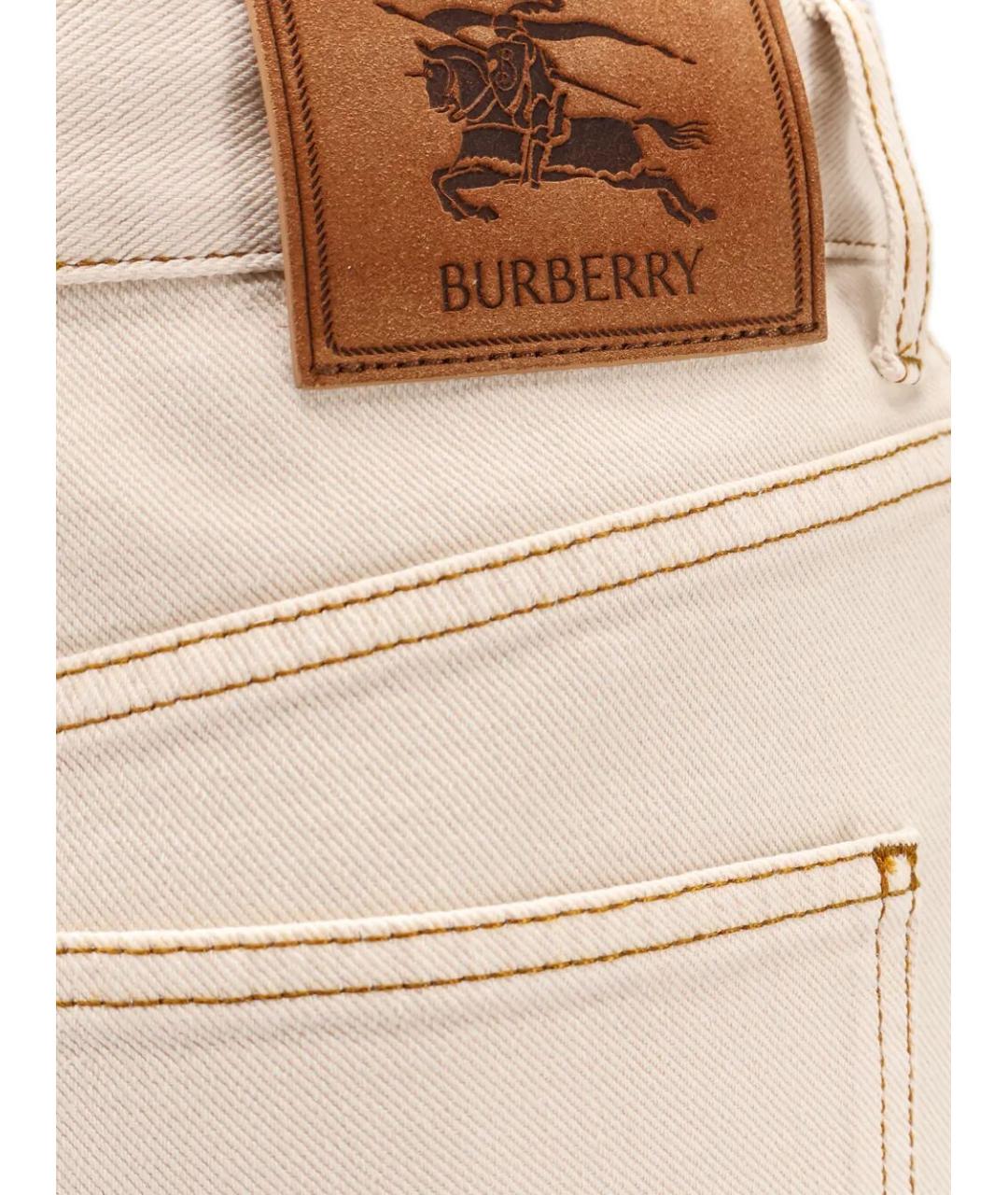 BURBERRY Бежевые хлопковые прямые джинсы, фото 3