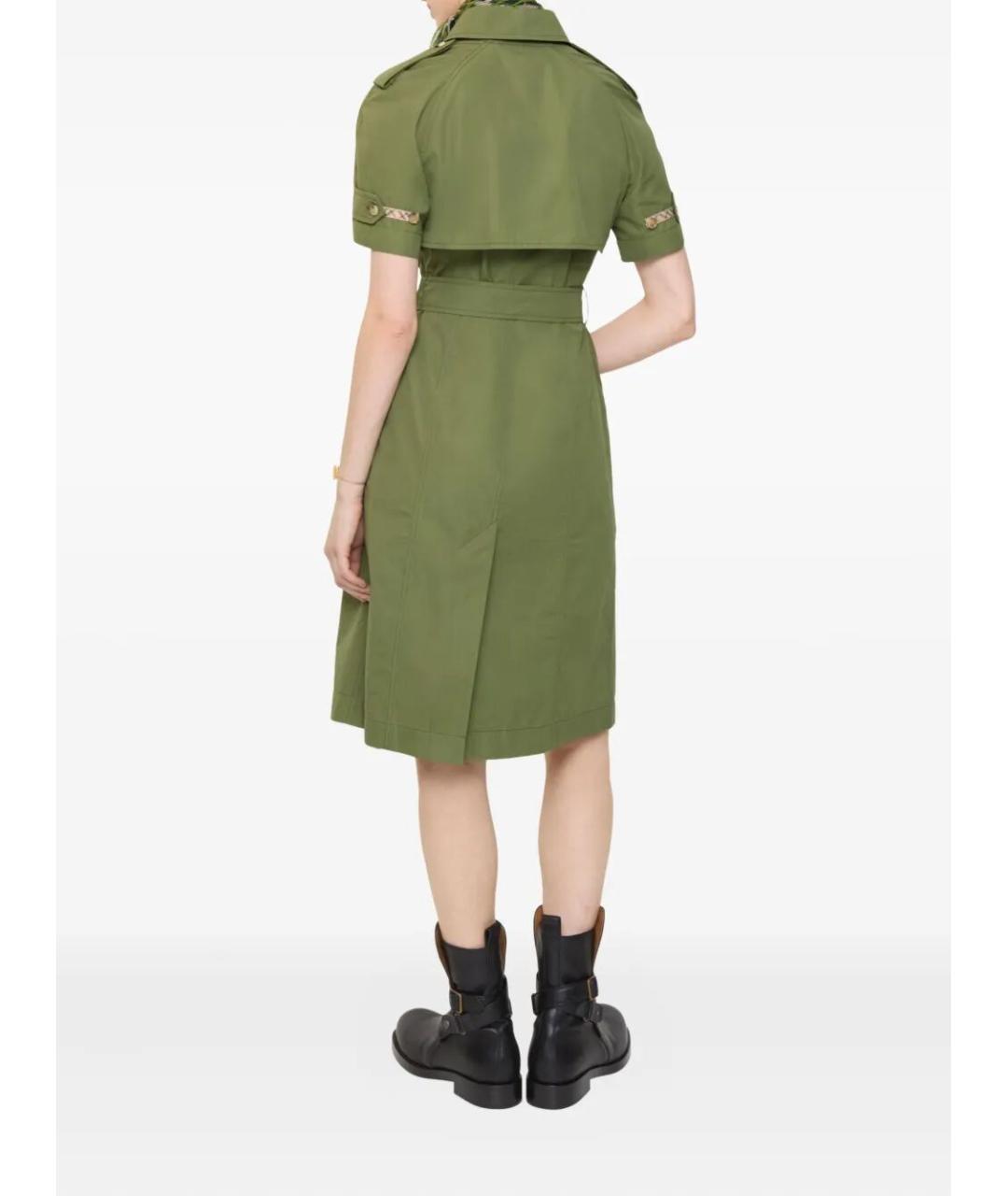 BURBERRY Зеленые хлопковое повседневное платье, фото 3