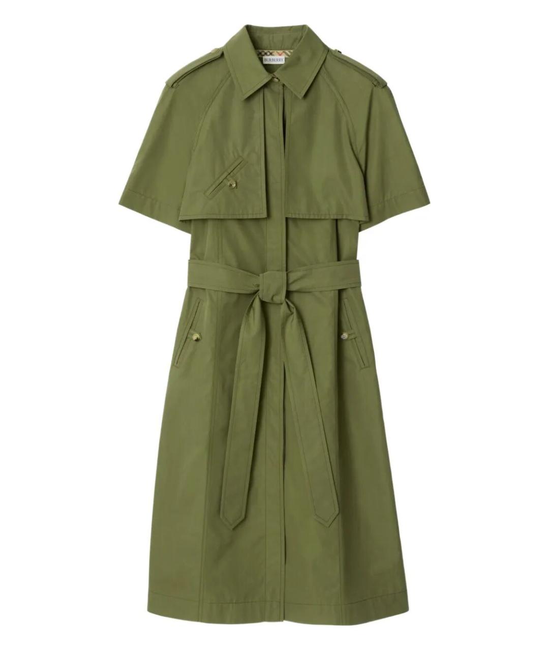 BURBERRY Зеленые хлопковое повседневное платье, фото 1