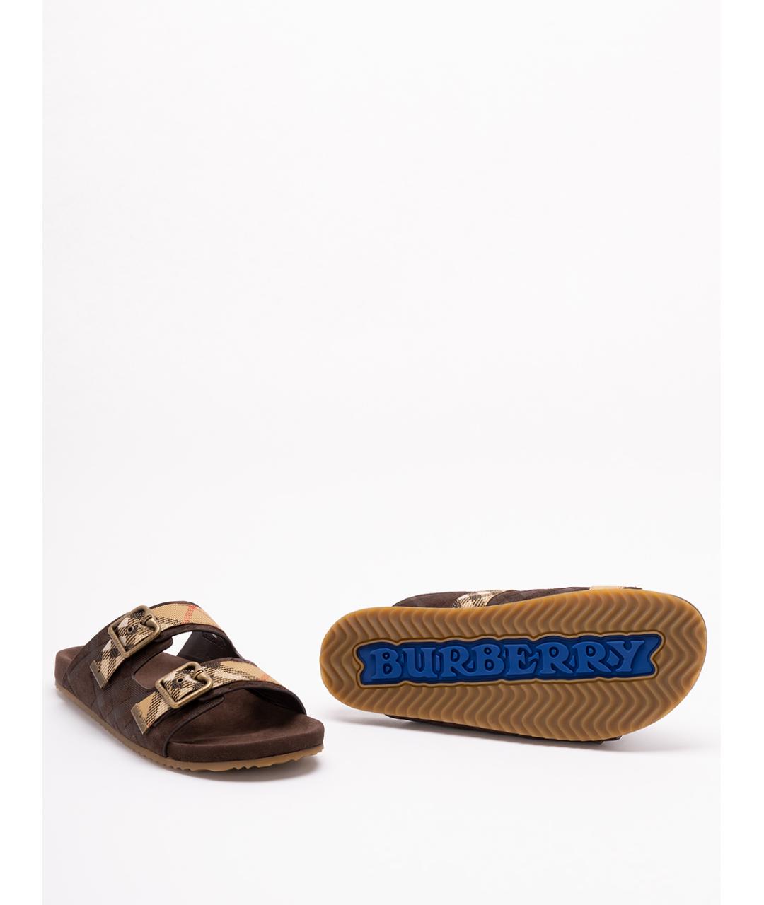 BURBERRY Коричневые кожаные сандалии, фото 4