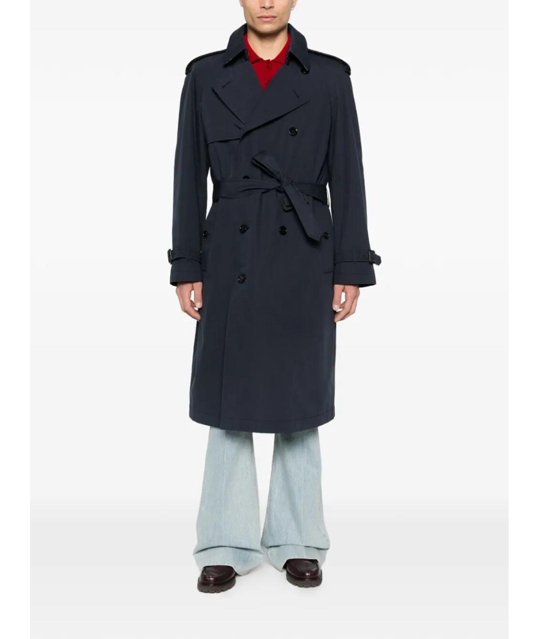 BURBERRY Темно-синий полиэстеровый тренч / плащ, фото 2
