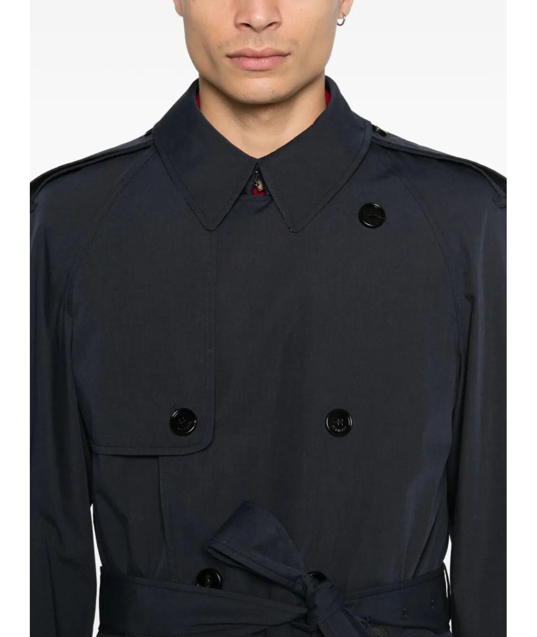 BURBERRY Темно-синий полиэстеровый тренч / плащ, фото 3