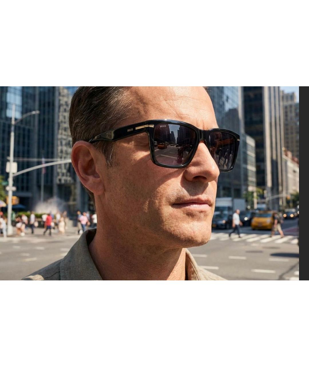 HUGO BOSS Черные пластиковые солнцезащитные очки, фото 7