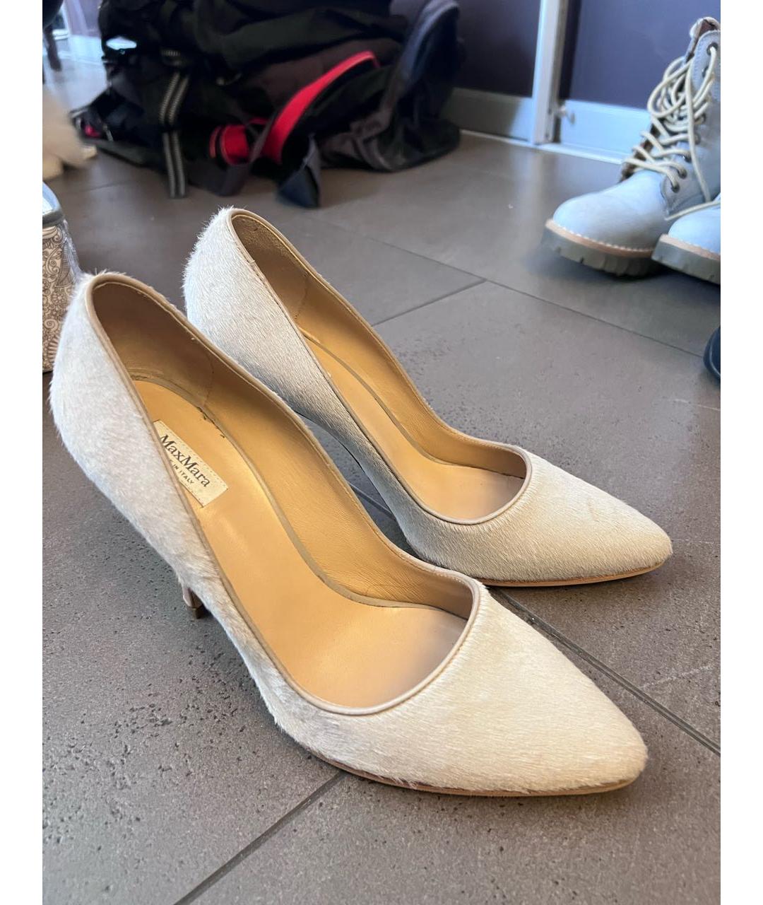 'S MAX MARA Бежевые туфли из экзотической кожи, фото 5