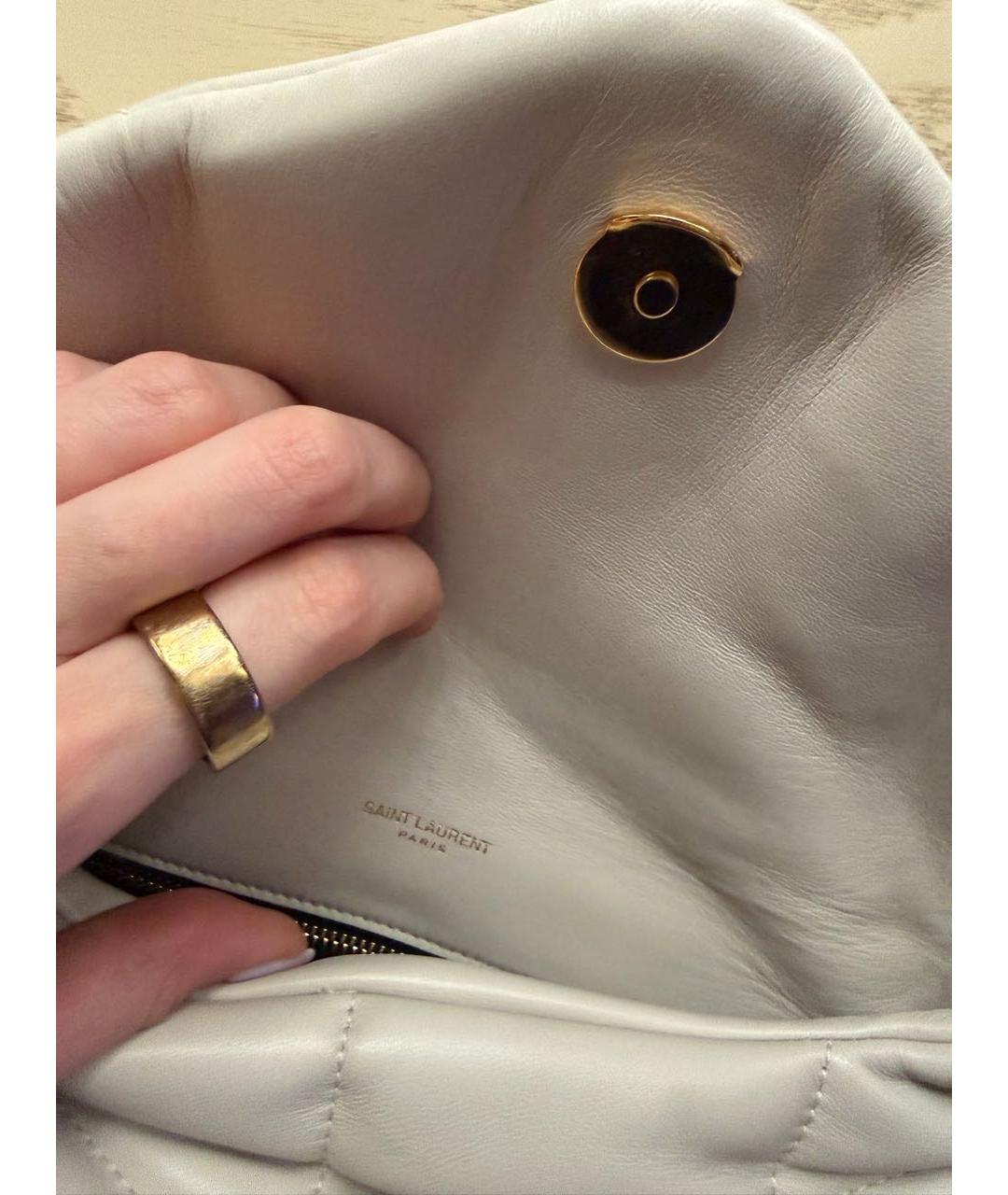 SAINT LAURENT Бежевая кожаная сумка через плечо, фото 4