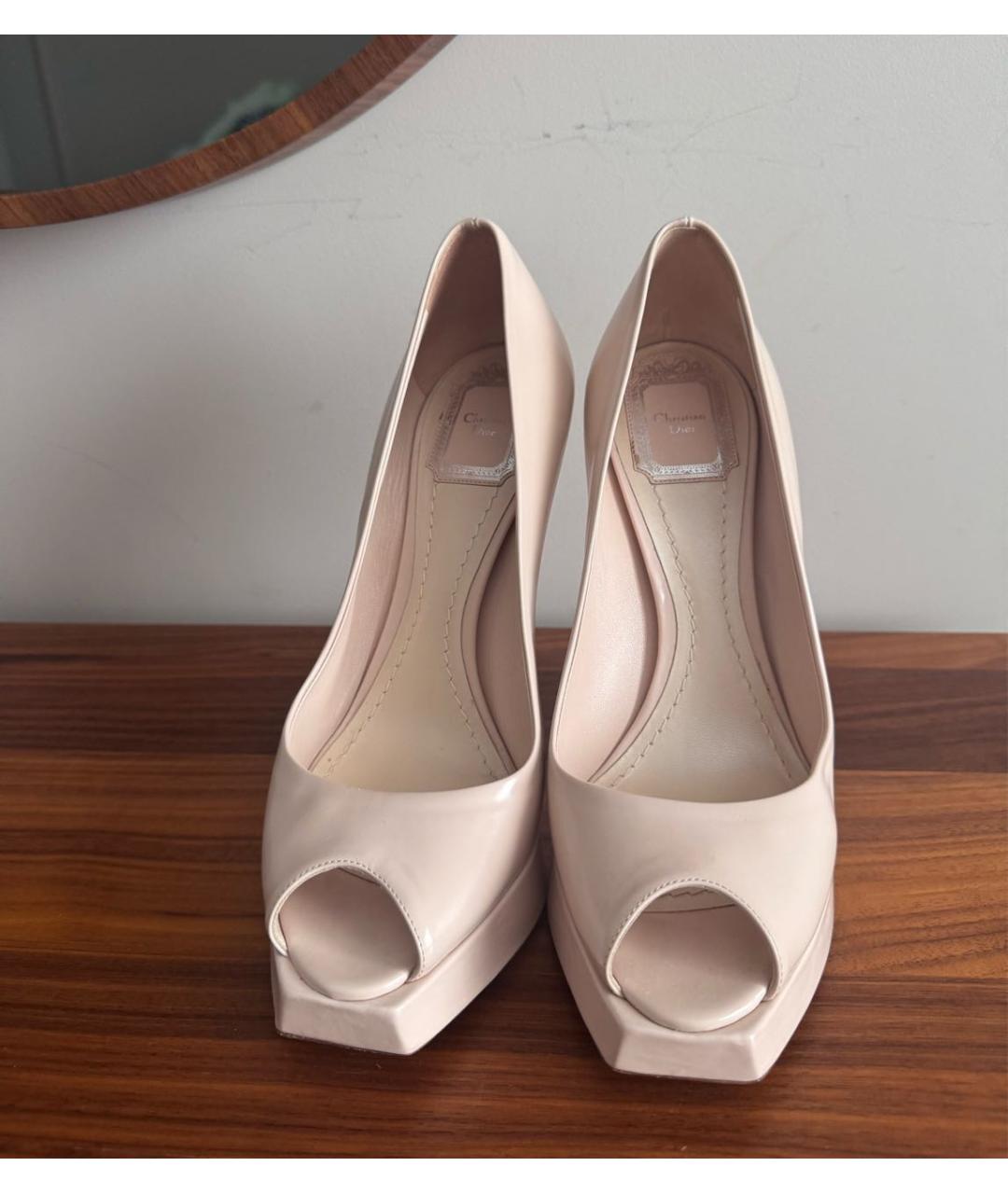 CHRISTIAN DIOR Бежевые кожаные туфли, фото 2