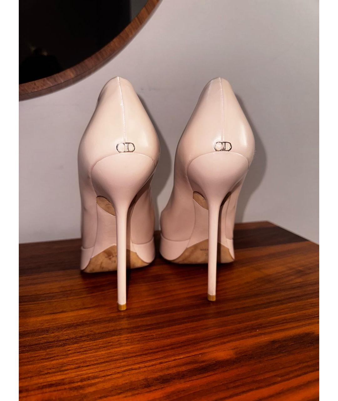 CHRISTIAN DIOR Бежевые кожаные туфли, фото 4