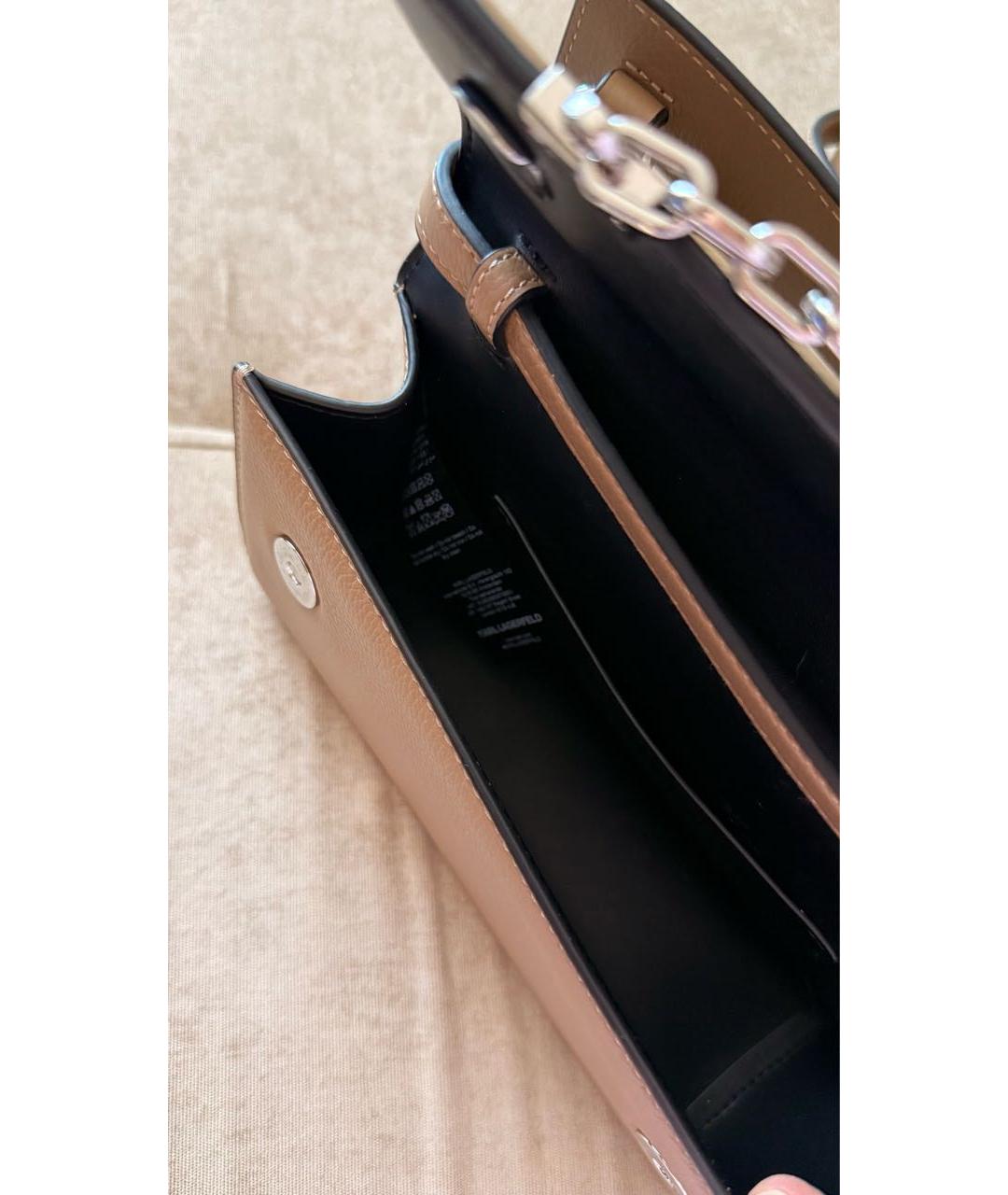 KARL LAGERFELD Бежевая кожаная сумка через плечо, фото 4