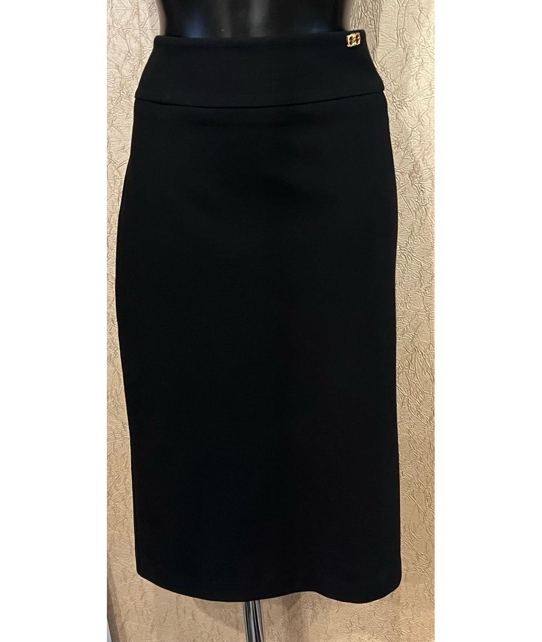 ROBERTO CAVALLI Черная вискозная юбка миди, фото 8