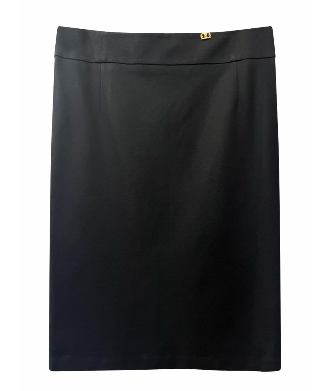 ROBERTO CAVALLI Черная вискозная юбка миди, фото 1