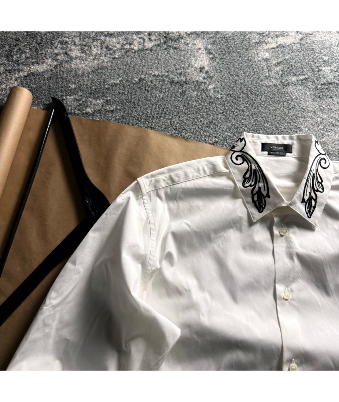 VERSACE Белая хлопковая классическая рубашка, фото 5