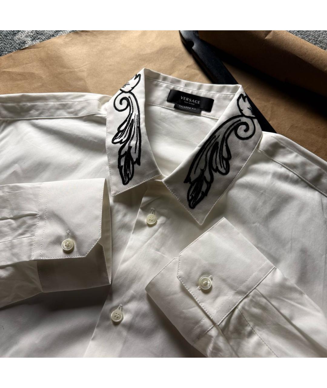 VERSACE Белая хлопковая классическая рубашка, фото 2