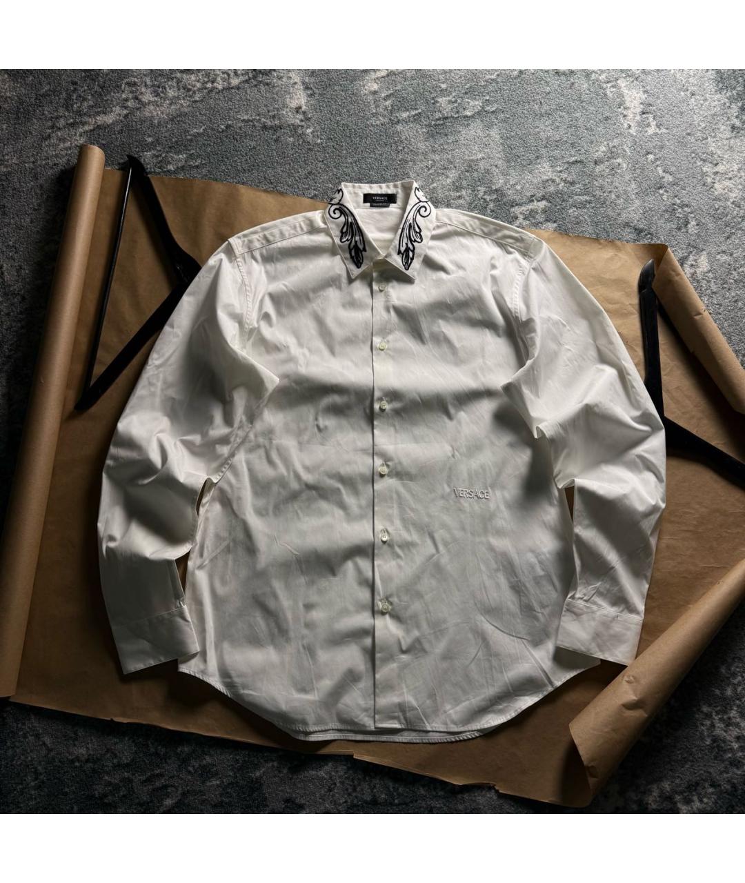 VERSACE Белая хлопковая классическая рубашка, фото 9