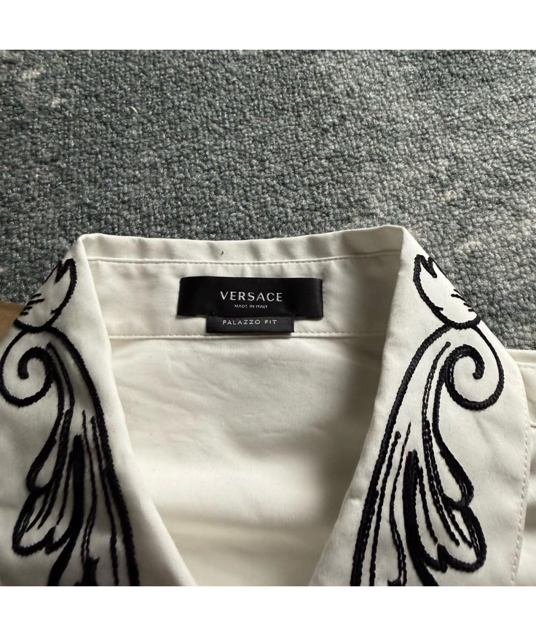 VERSACE Белая хлопковая классическая рубашка, фото 8