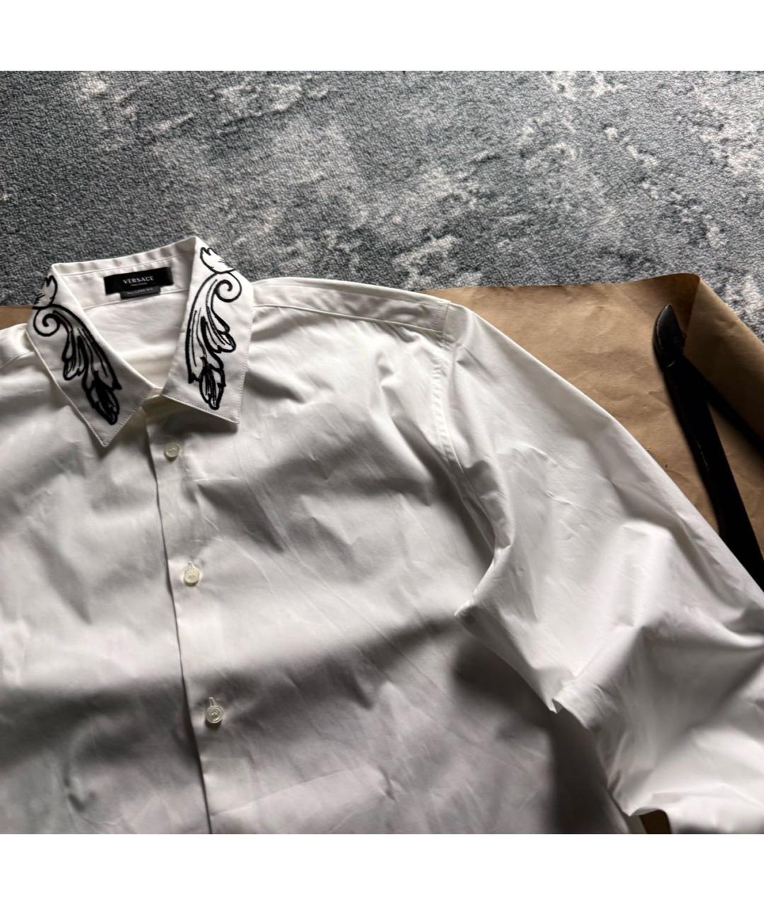 VERSACE Белая хлопковая классическая рубашка, фото 6