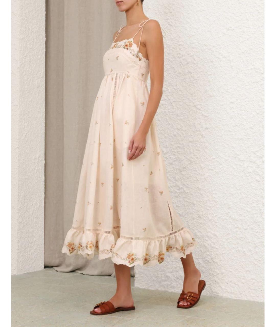ZIMMERMANN Бежевый льняной сарафан, фото 5