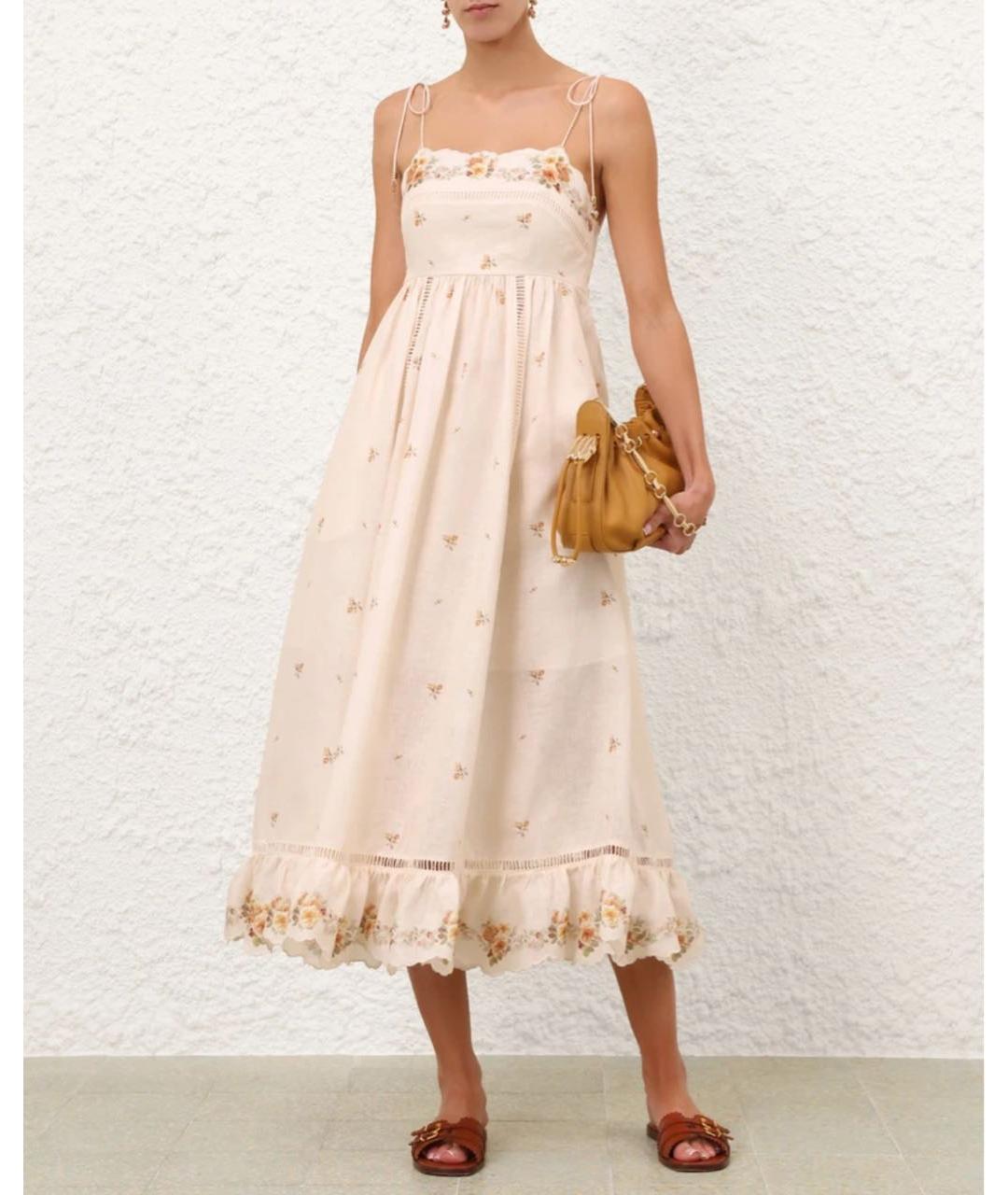 ZIMMERMANN Бежевый льняной сарафан, фото 2