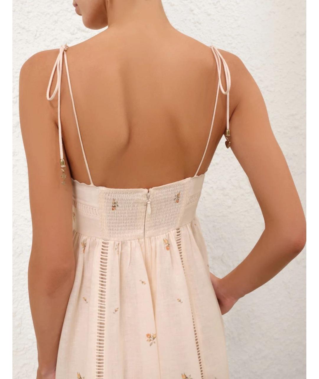 ZIMMERMANN Бежевый льняной сарафан, фото 4