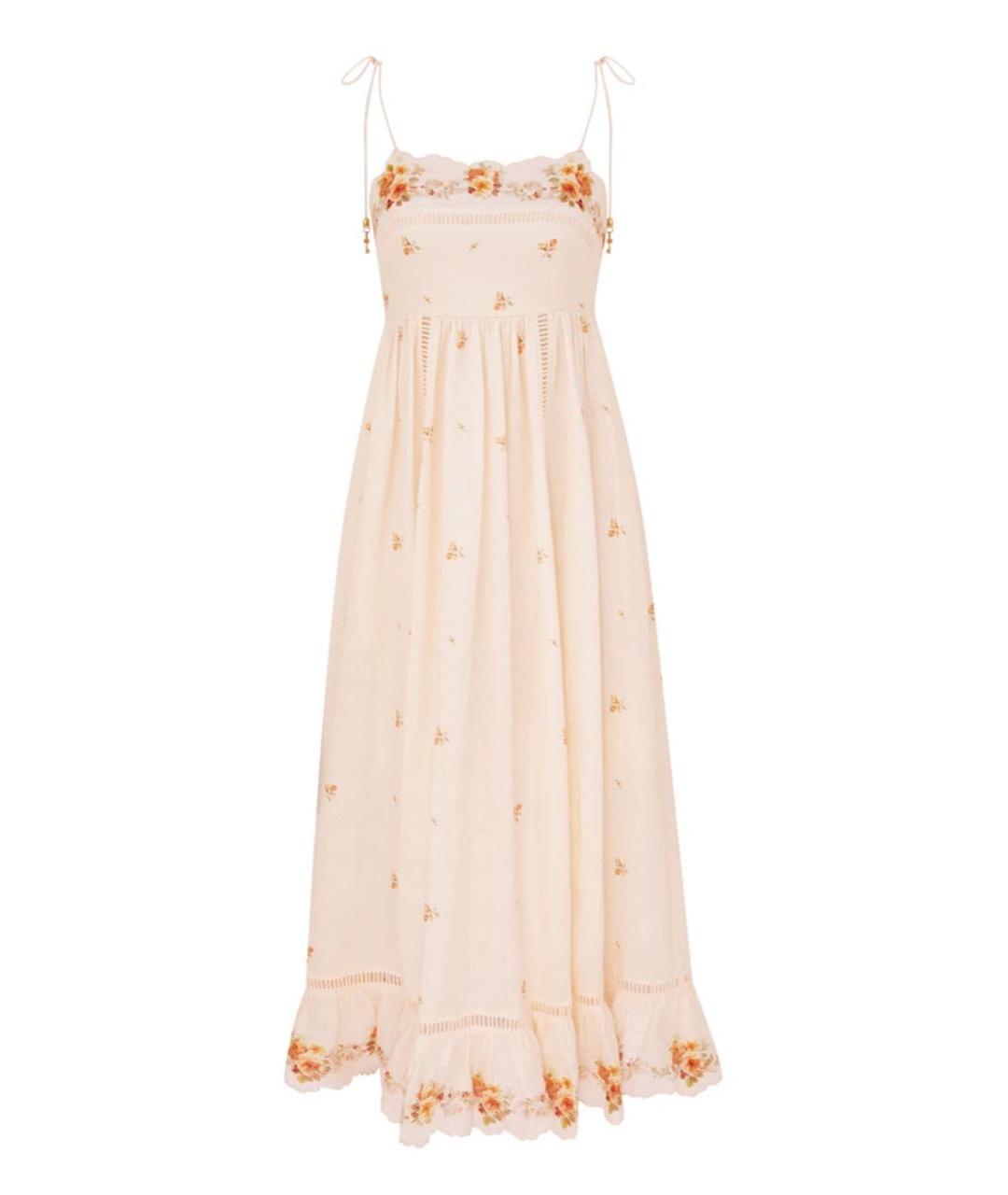 ZIMMERMANN Бежевый льняной сарафан, фото 9