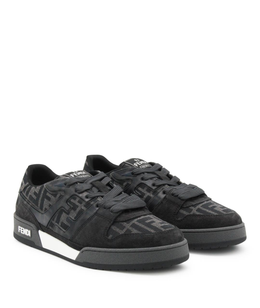 FENDI Черные кожаные низкие кроссовки / кеды, фото 2