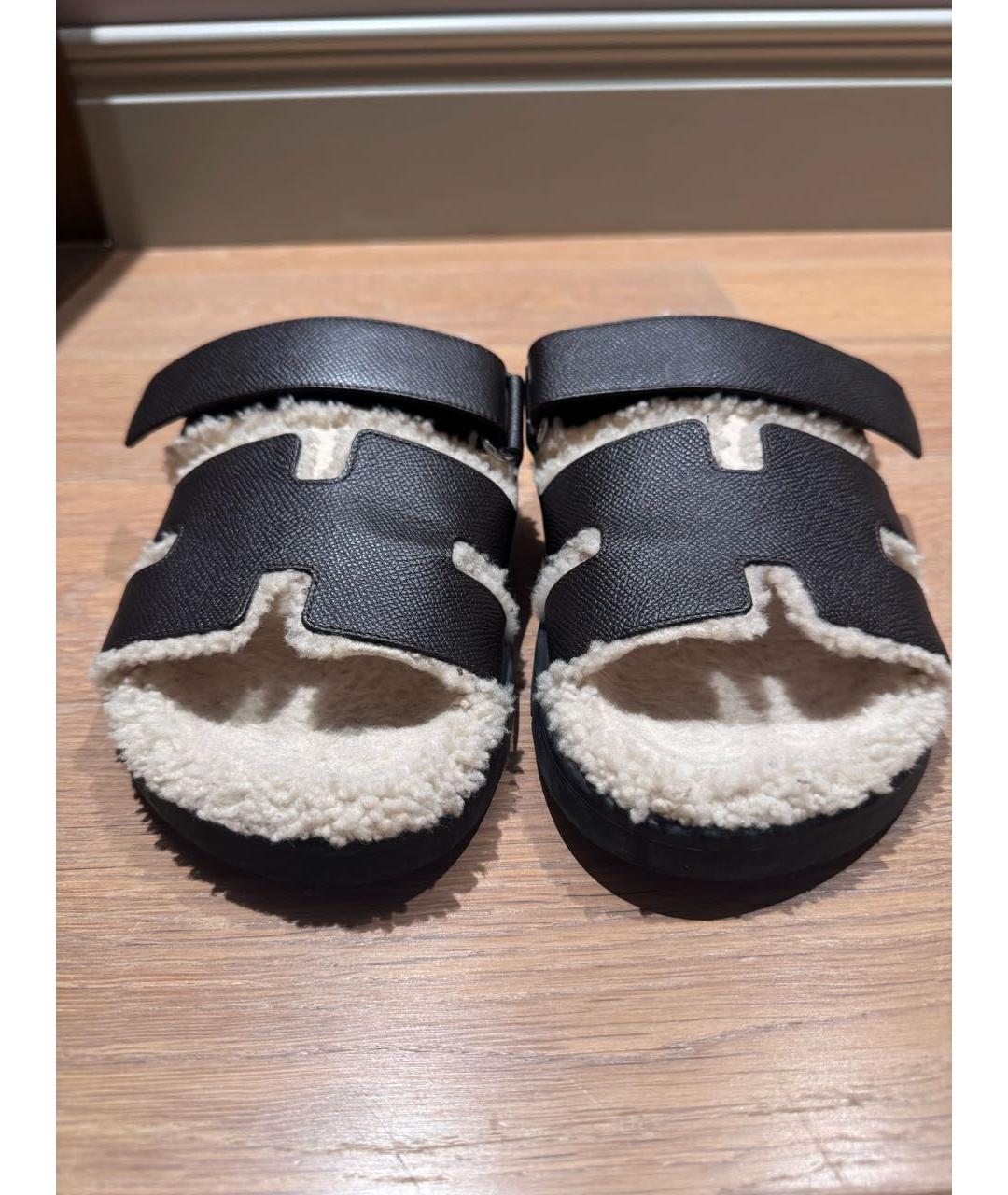 HERMES Коричневые кожаные шлепанцы, фото 2