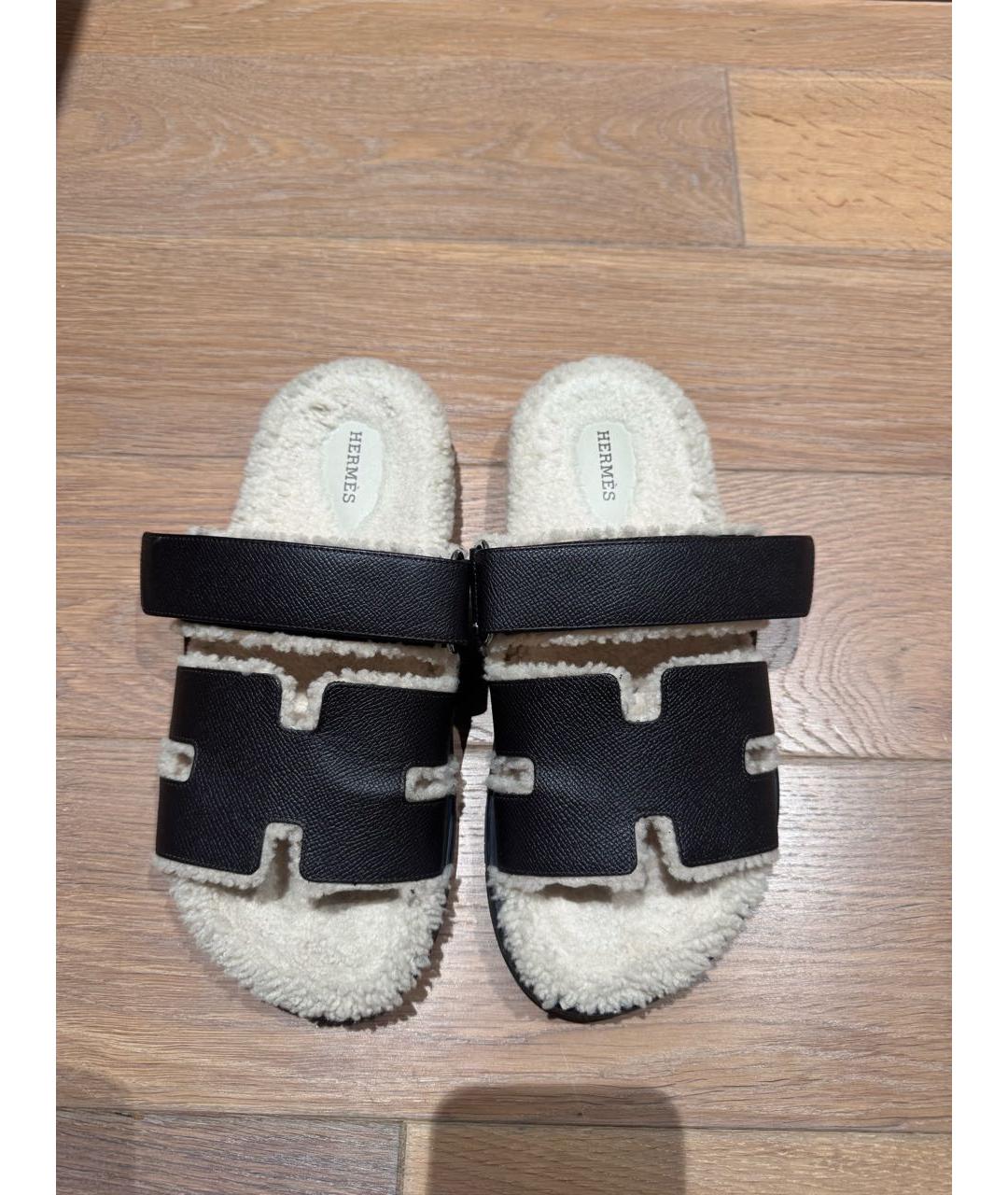 HERMES Коричневые кожаные шлепанцы, фото 3