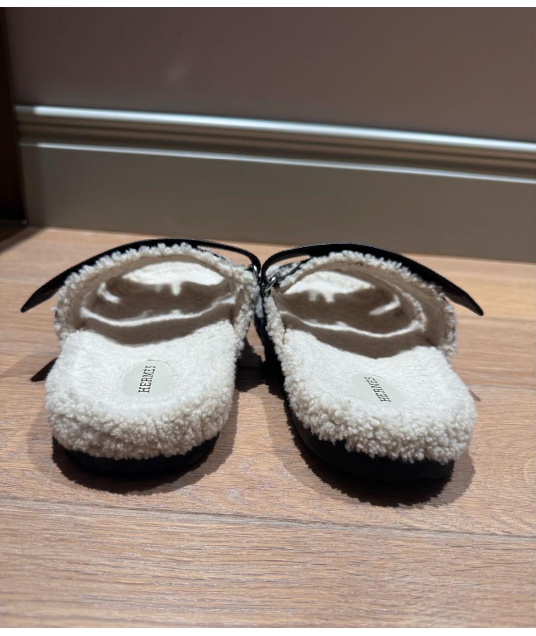 HERMES Коричневые кожаные шлепанцы, фото 4