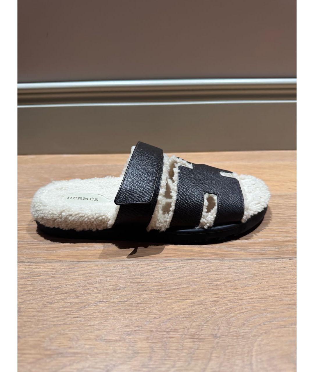 HERMES Коричневые кожаные шлепанцы, фото 5