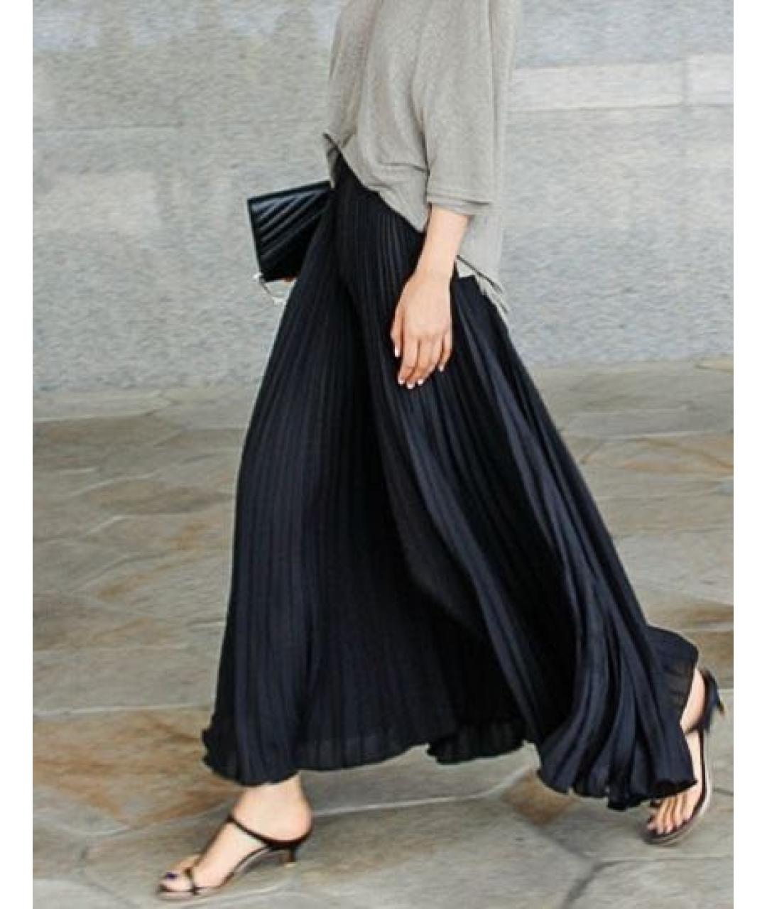 FABIANA FILIPPI Темно-синяя полиэстеровая юбка макси, фото 2