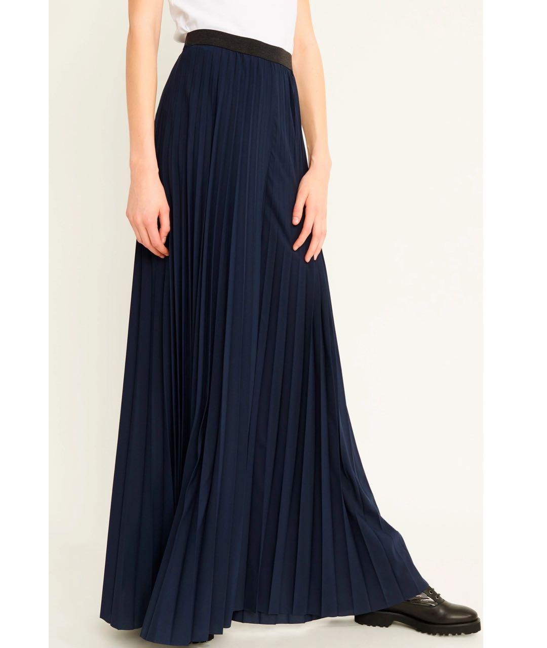 FABIANA FILIPPI Темно-синяя полиэстеровая юбка макси, фото 4