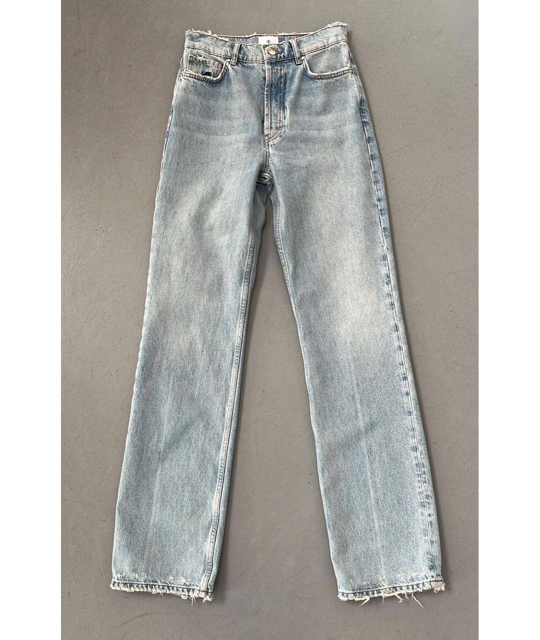 ANINE BING Голубые хлопковые прямые джинсы, фото 5