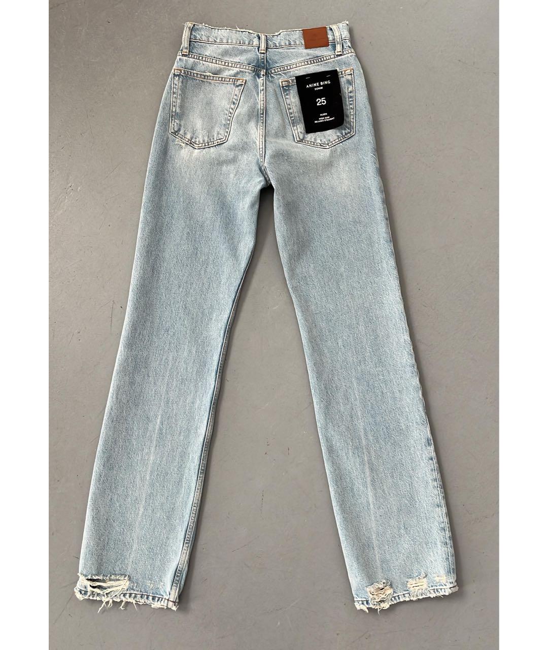 ANINE BING Голубые хлопковые прямые джинсы, фото 3