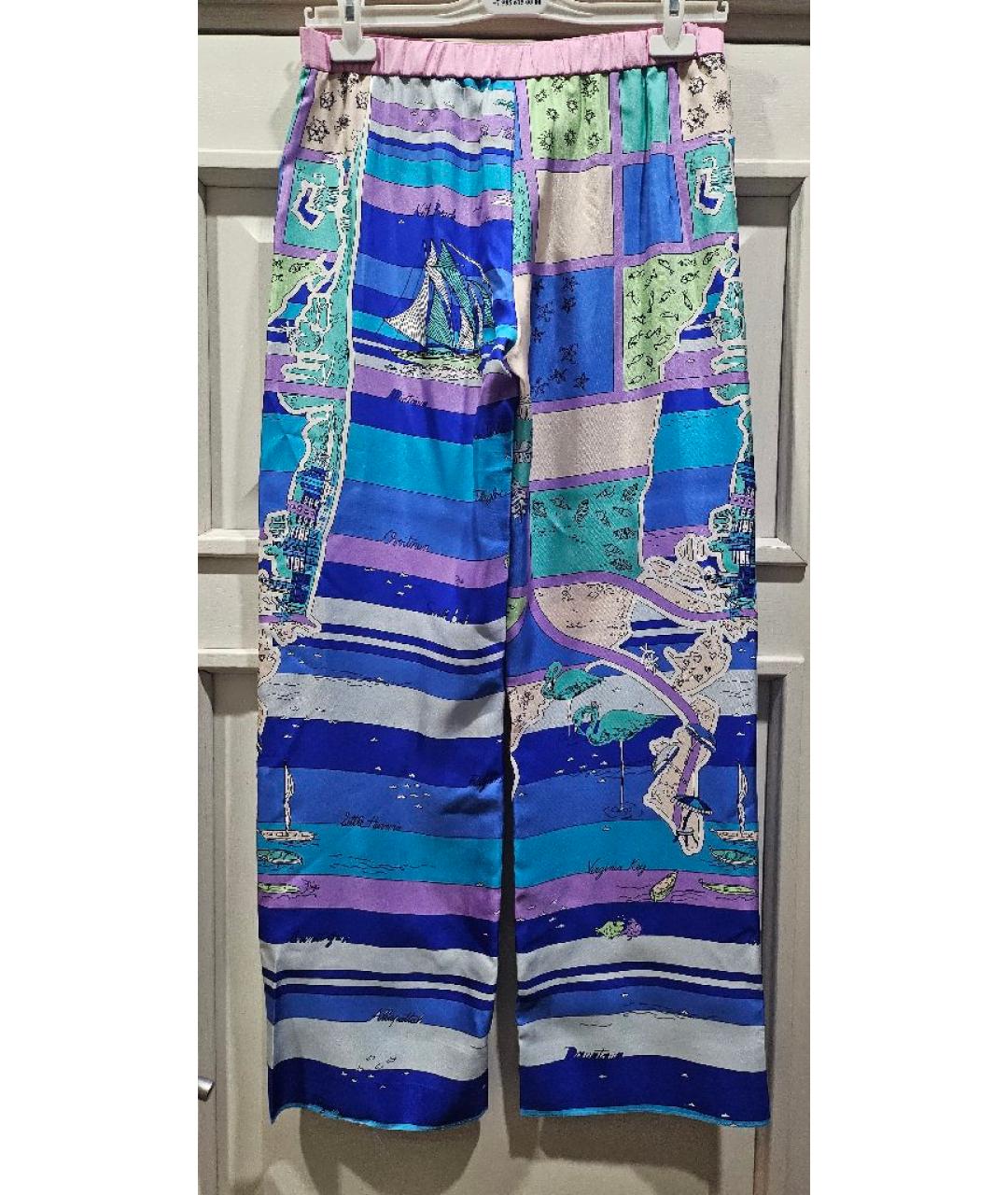 EMILIO PUCCI Синие шелковые брюки широкие, фото 2