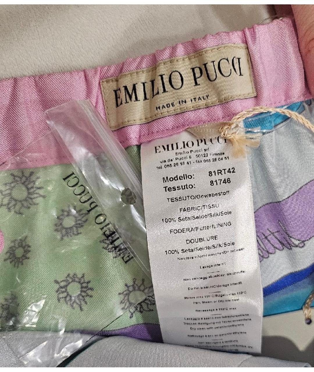 EMILIO PUCCI Синие шелковые брюки широкие, фото 3