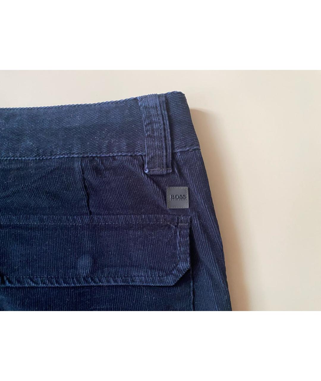 HUGO BOSS Темно-синие велюровые повседневные брюки, фото 4