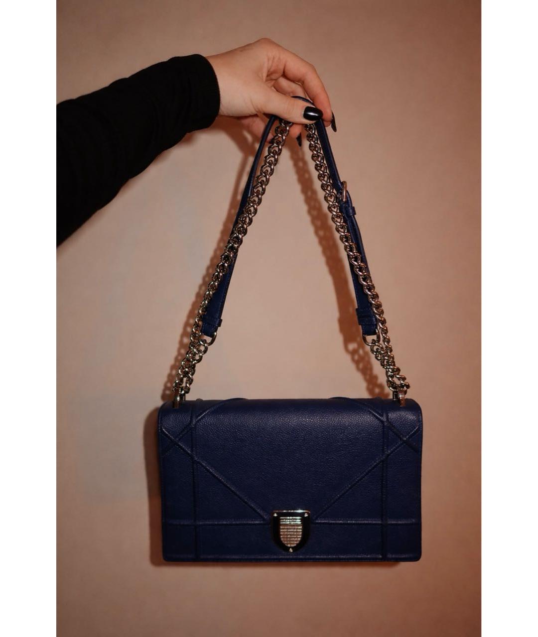 CHRISTIAN DIOR Синяя кожаная сумка через плечо, фото 5