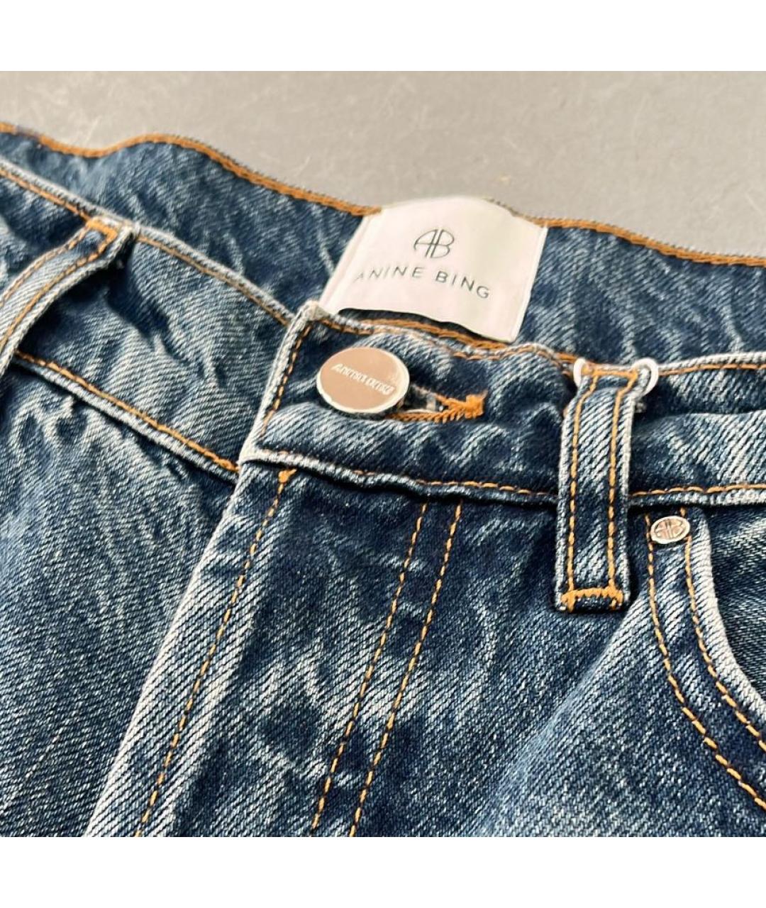 ANINE BING Синие хлопковые прямые джинсы, фото 7