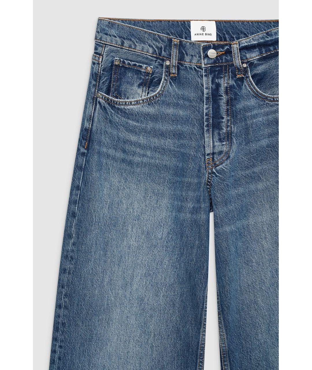 ANINE BING Синие хлопковые прямые джинсы, фото 4