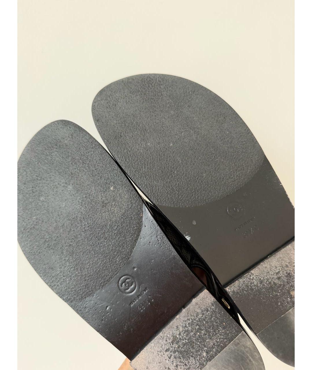 CHANEL Черные кожаные сандалии, фото 6